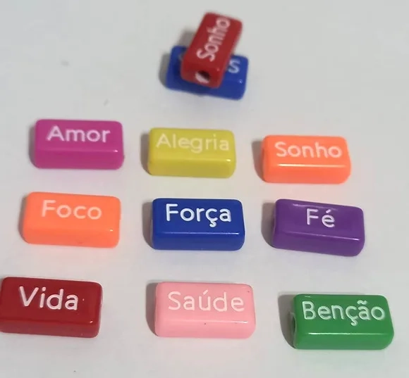 Entremeio com Palavras Coloridos 8x15mm - 30 Unidades