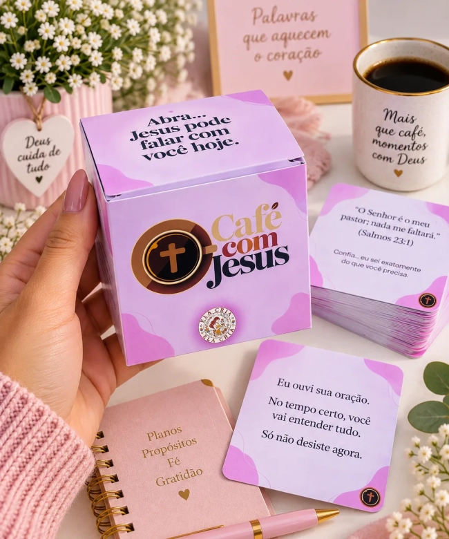Jesus Caixa Rosa | 105 Mensagens Bíblicas | Caixinha Devocional Cristã | Presente Evangélico | Versículos Inspiradores