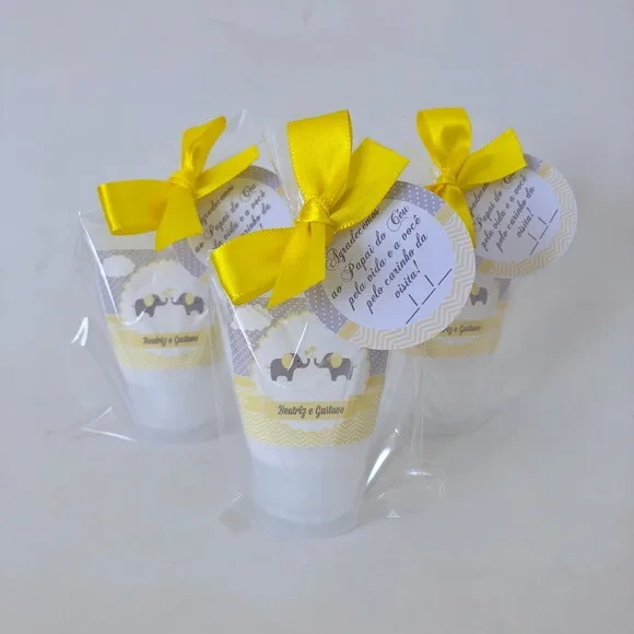 Lembrança Hidratante Gêmeos Chevron elefante amarelo