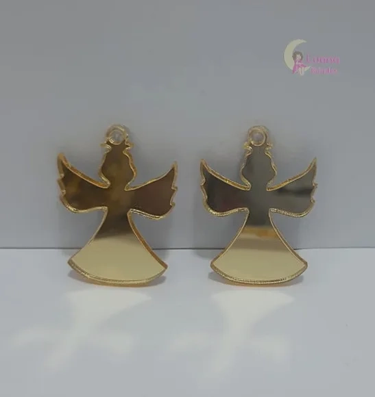 Pingente Anjinho de Acrílico Espelhado Dourado-pct c/7 unid