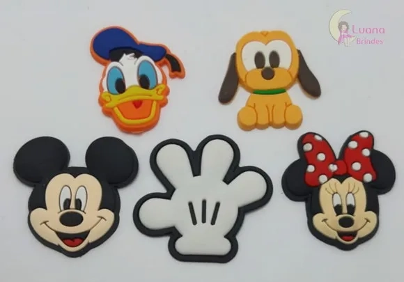 Apliques Personagens Turma do Mickey Borracha-pct C/10 Unid