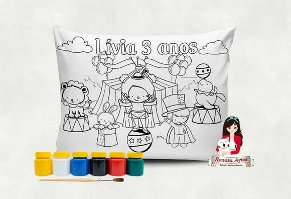 Almofada com Tinta para Colorir Circo Menina
