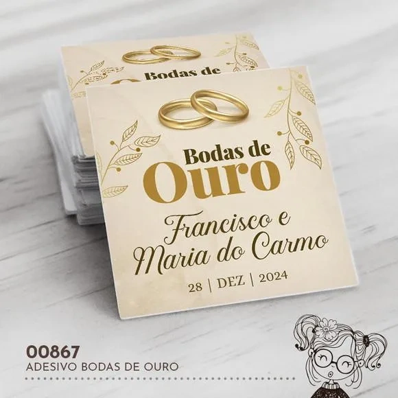 Adesivo Quadrado Bodas de Ouro - 00867