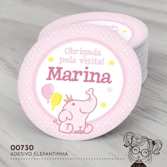 Adesivo Redondo Elefantinha - 00730