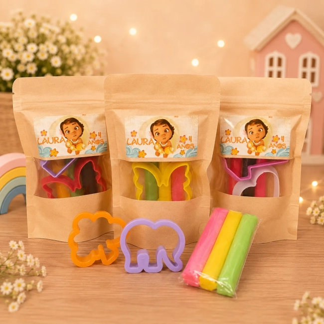 30 Unidades Kit Massinha Zip Lock - Moana Baby - Moana Adulta - Trabalhamos com qualquer tema - Informar tema no chat