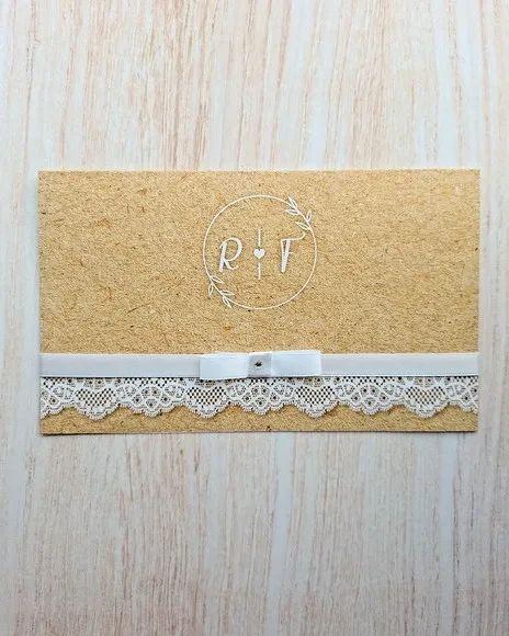 Convite de Casamento com Renda Kraft