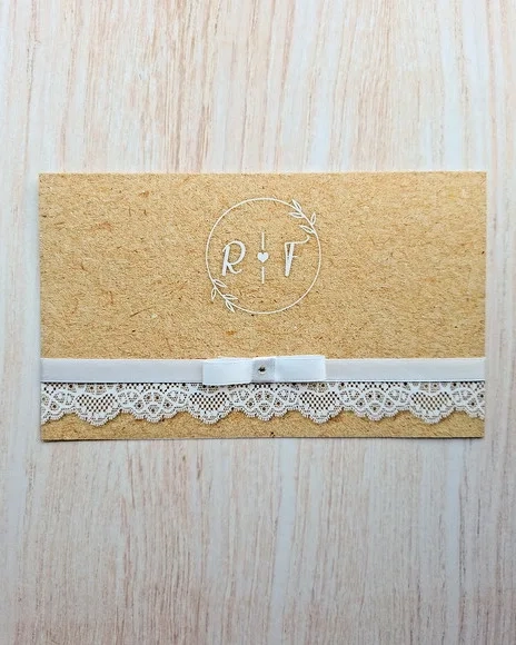 Convite de Casamento com Renda Kraft