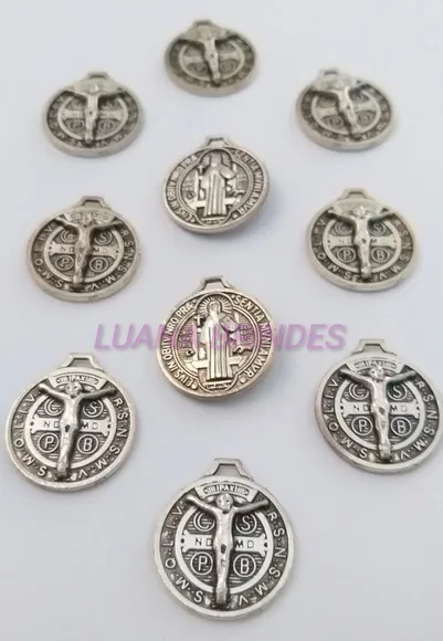 Medalha São Bento de Metal em Níquel - pct c/ 10 unid