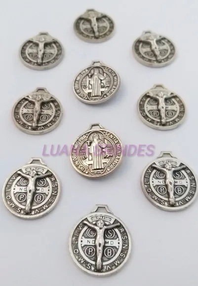 Medalha São Bento de Metal em Níquel - pct c/ 10 unid
