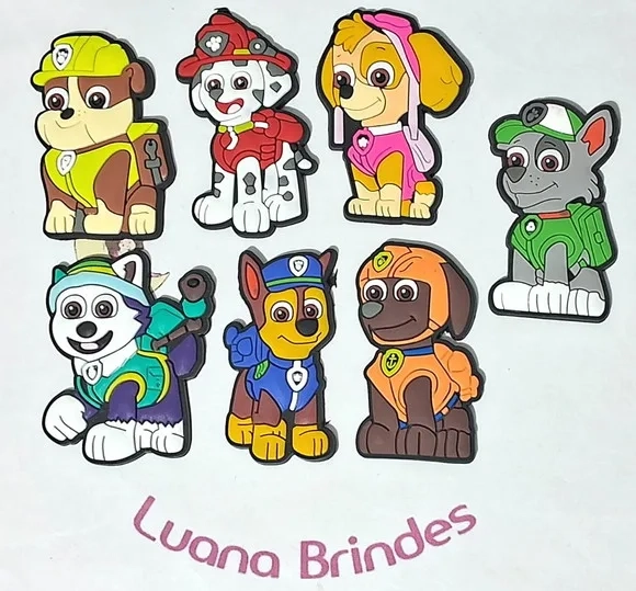 Aplique Patrulha Canina 5cm Emborrachado Pcts com 8 Peças