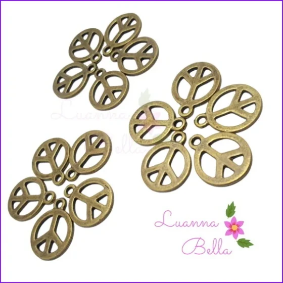 Pingente da paz de metal dourado - pact. c/15 unds