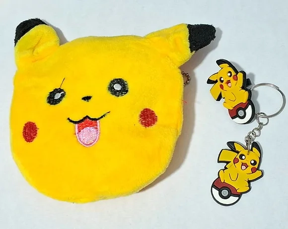 Kit Porta Moeda Chaveiro e Ponteira Pikachu Pokémon