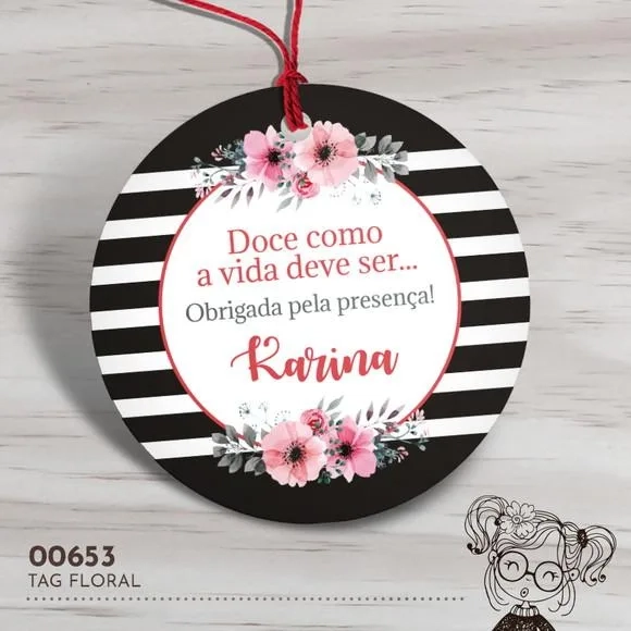 Tag Redonda Floral - 00653