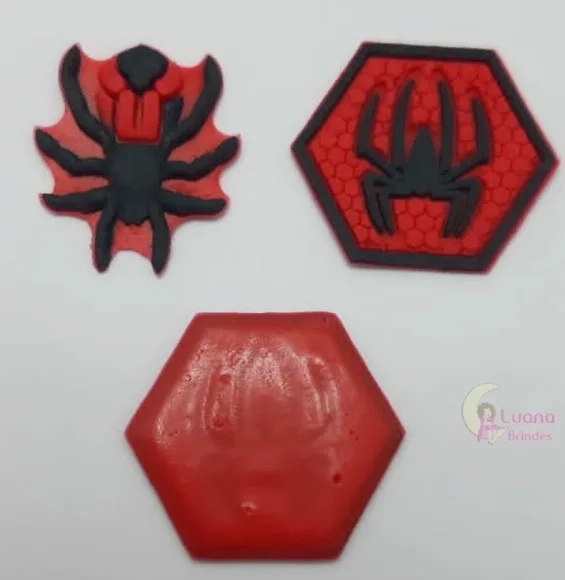 Apliques Símbolos Homem Aranha de Borracha - Pct C/6 Unid