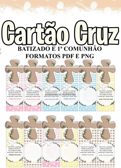 Arquivo de Corte Cartão Cruz Batizado e 1ª Comunhão