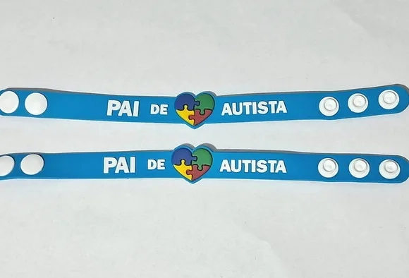 Pulseira Pai de Autista 22cm Emborrachado - 3 Unidade