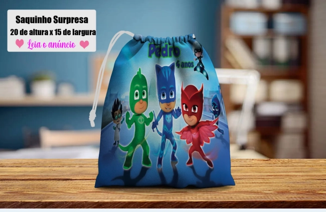 Saquinho Supresa para lembrancinhas PJ MASKS