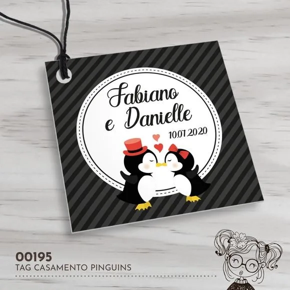Tag Quadrada Pinguins - 00195