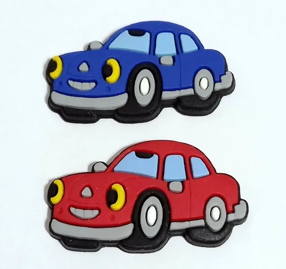 Apliques Carros Azul e Vermelho Emborrachado- 6 Peças