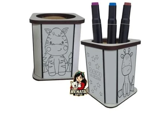 Porta Lápis para Colorir Safari