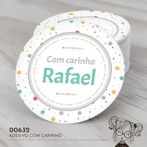 Adesivo Redondo com Carinho - 00632