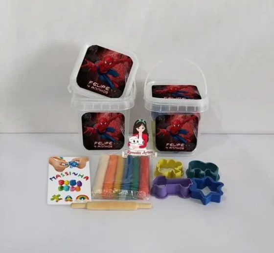 Kit Massinha no Baldinho Personalizado Homem Aranha