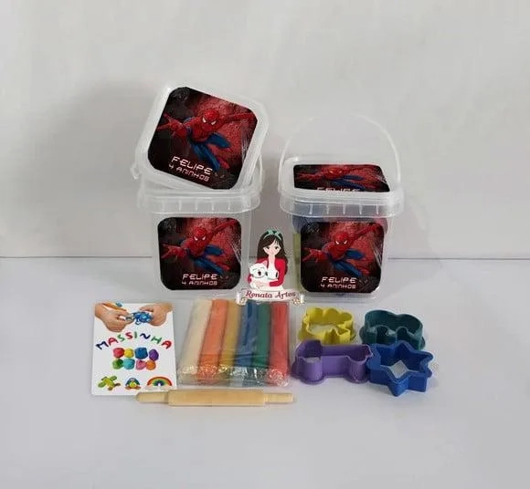 Kit Massinha no Baldinho Personalizado Homem Aranha
