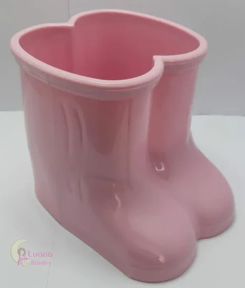 Vaso Botinha Rosa de Plástico - 12,5cm - 1 unidade.