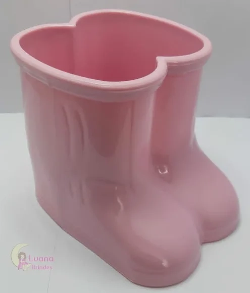 Vaso Botinha Rosa de Plástico - 12,5cm - 1 unidade.