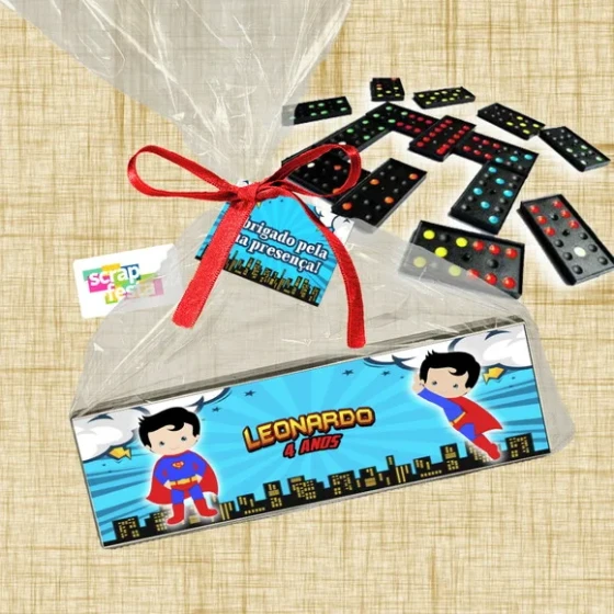 Dominó+embalagem+tag Personalizado Festa Super Homem Heróis
