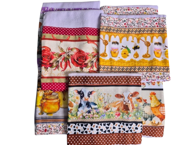 Pano de Prato Atoalhado 50x70cm Estampas Fofas Cozinha Gourmet Barrado Decorado