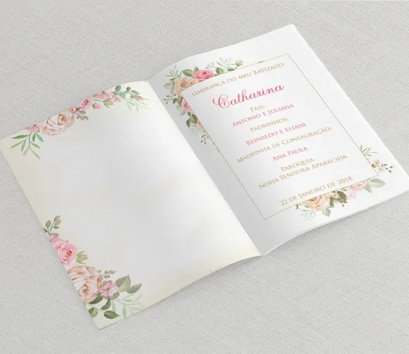 Livrinho De Orações Floral Delicado - Batizado / Eucaristia