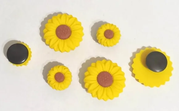 Pins para Crocs Girassol Emborrachados - 6 Unidades