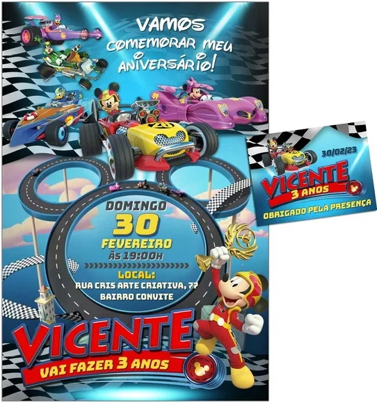 Convite Digital C/tag Mickey Race