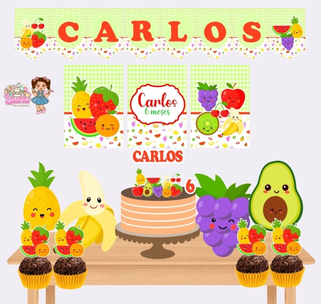 Kit Festa Só Um Bolinho FRUTINHAS - Decoração de Festa