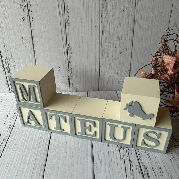 Aviãozinho - Decoração Bebê - Cubos 6x6cm Ts