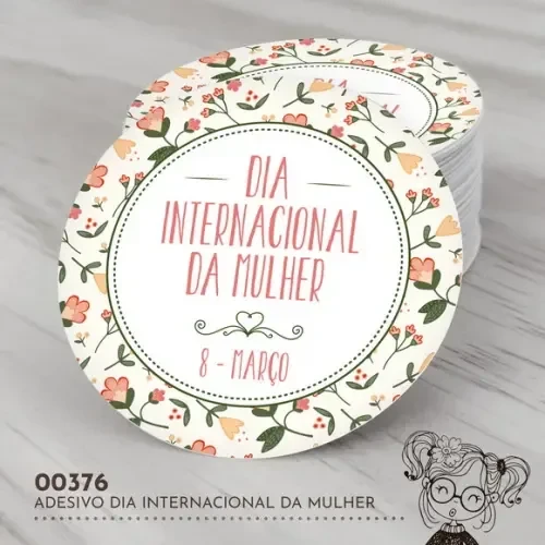 Adesivo Redondo Dia Internacional da Mulher - 00376