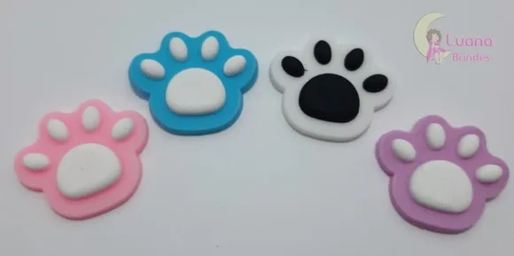 Apliques Patinhas Coloridas de Borracha - Pct c/ 8 Unidades