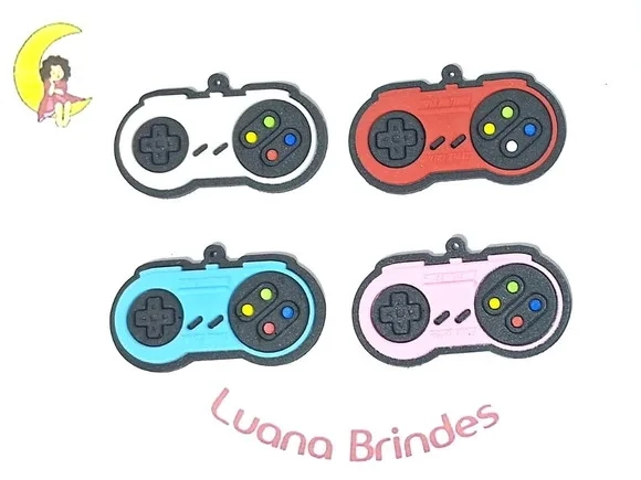 Pingente Controle Videogame Nintendo Emborrachado 8 Unidades