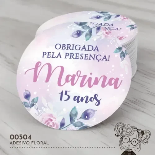Adesivo Redondo Floral - 00504