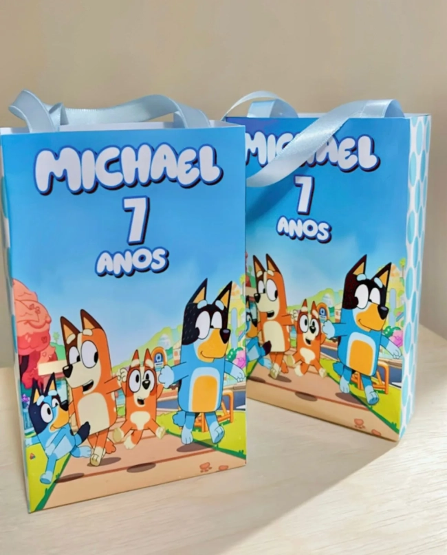 Sacolinhas Personalizada Bluey e Bingo Lembrancinhas Para Aniversário