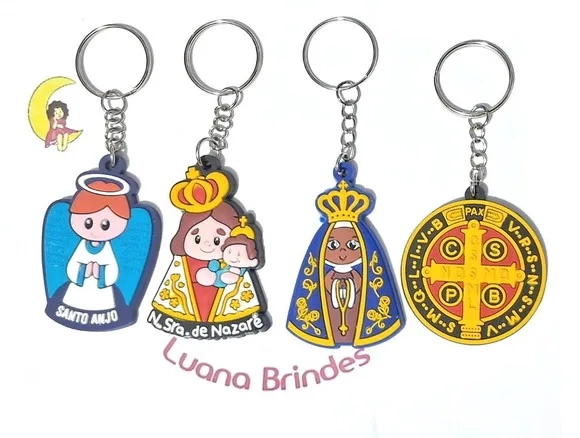 Chaveiro Santo Emborrachado 5,8cm Pacote com 4 Unidades