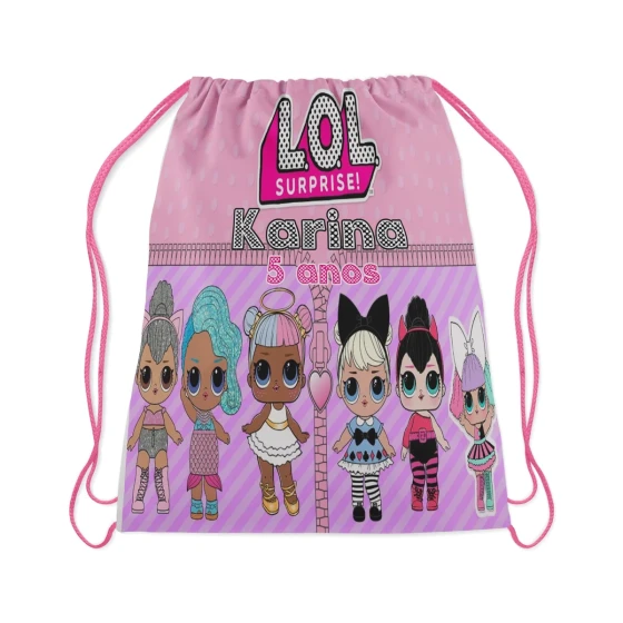Mochilinha Personalizada para lembrancinhas da LOL Surpreise
