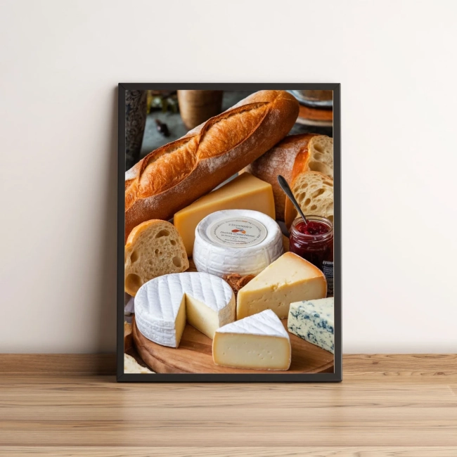 Quadro Decorativo Queijos Pães e Frios Para Cozinha 2282