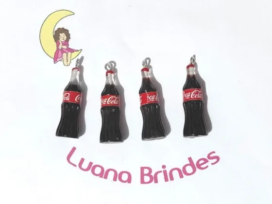 Pingente Garrafa de Coca Cola 3cm Resina Pacote C/5 Unidades