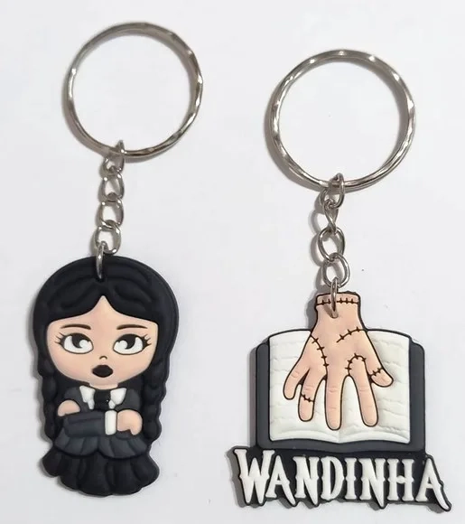 Chaveiro Wandinha e Maozinha Emborrachado - 4 Unidades