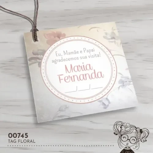 Tag Quadrada Floral - 00745