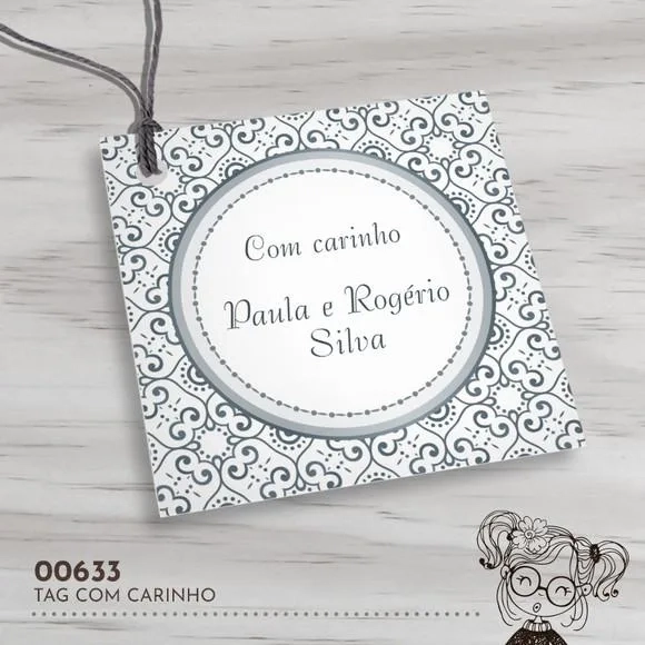 Tag Quadrada com Carinho - 00633