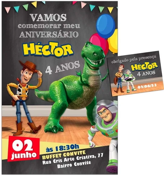 Convite Digital e Tag Toy Story Chalk