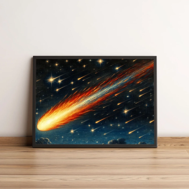 Quadro com Cometa Flamejante e Estrelas 08